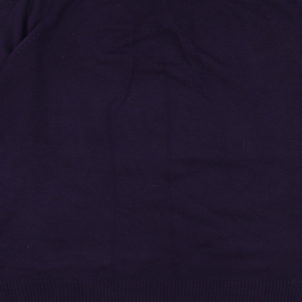 George Mens Purple V-Neck Acrylic Pullover Jumper Size L