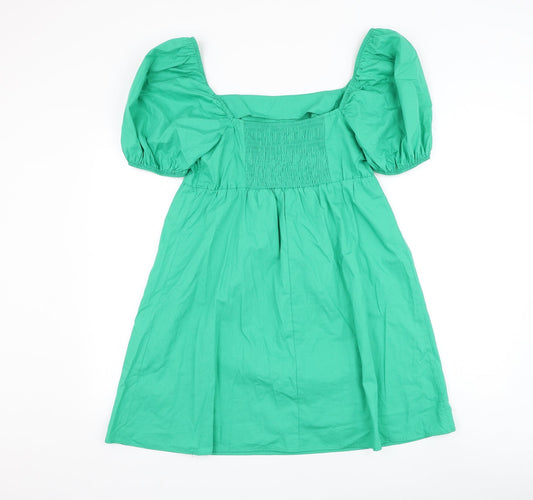New Look Womens Green Polyester A-Line Size 12 Square Neck Pullover