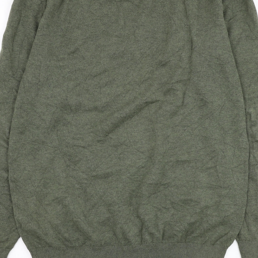 New Look Mens Green Round Neck Cotton Pullover Jumper Size M