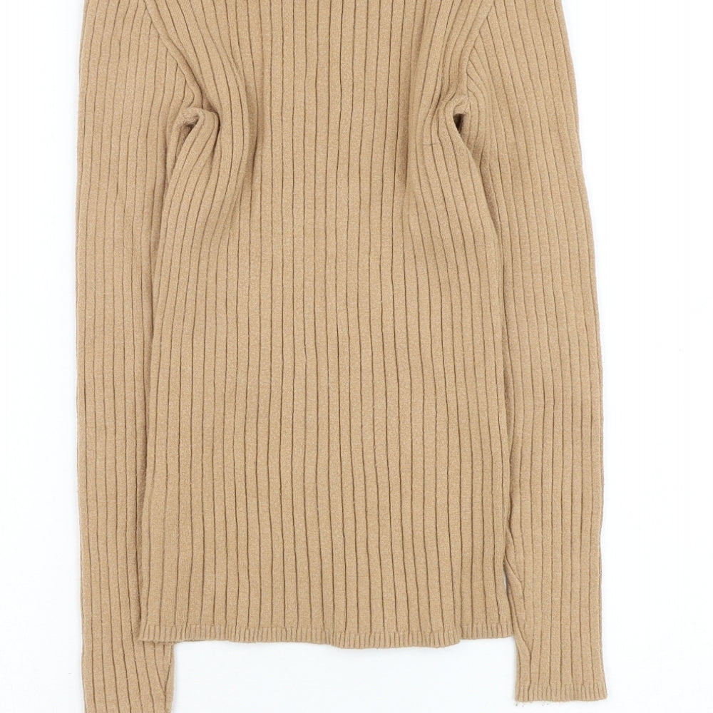 Primark Womens Brown Mock Neck Viscose Pullover Jumper Size 10
