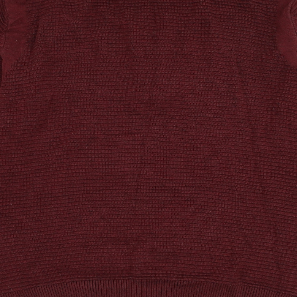 Avenue Mens Red Mock Neck Cotton Pullover Jumper Size L