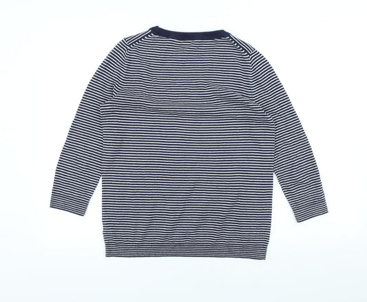 Gap Womens Blue Scoop Neck Striped Acrylic Pullover Jumper Size XS