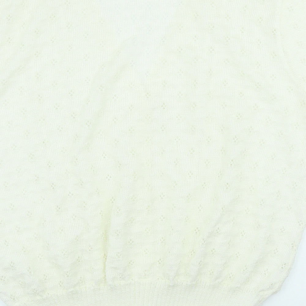 Damart Womens Ivory V-Neck Acrylic Cardigan Jumper Size 20