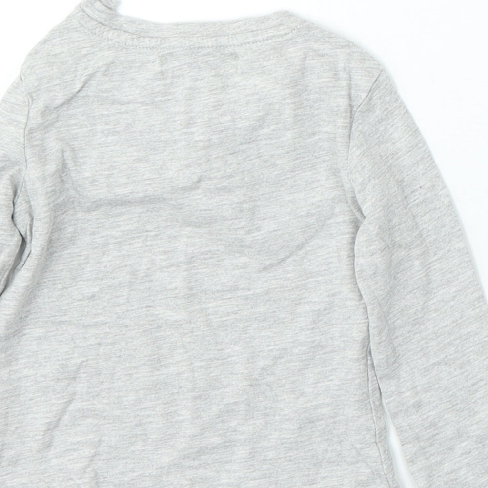 Limited Edition Girls Grey Cotton Basic T-Shirt Size 9-12 Months Round Neck - Smile