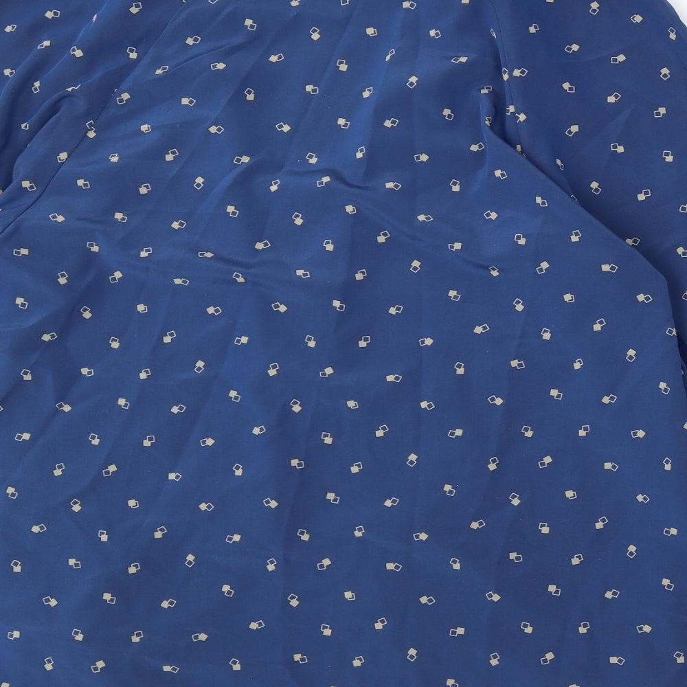 Country Casuals Womens Blue Collared Geometric Polyester Cardigan Jumper Size 10