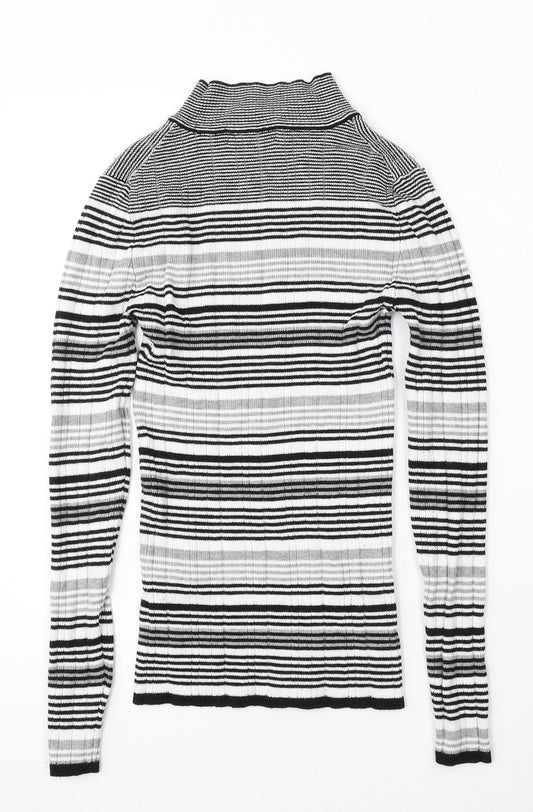 Atmosphere Womens White Mock Neck Striped Viscose Pullover Jumper Size 14