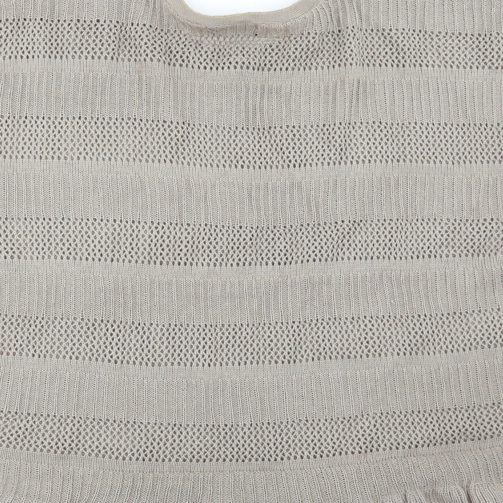 Laura Scott Womens Brown Round Neck Polyester Cape Jumper Size 6