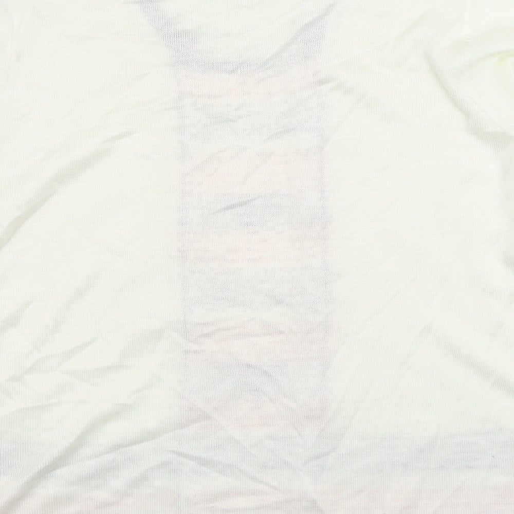 Classic Womens White Round Neck Acrylic Pullover Jumper Size M