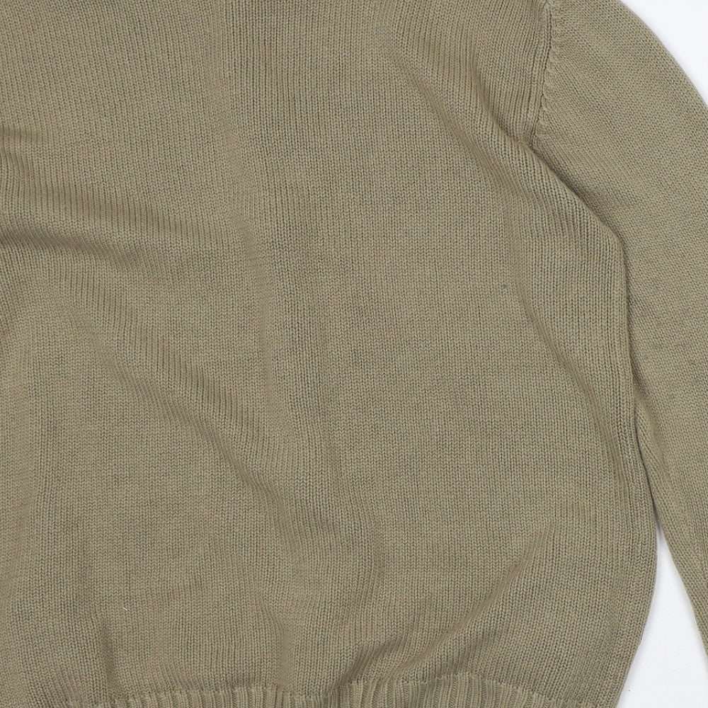 Oak Valley Mens Green High Neck Acrylic Full Zip Jumper Size L