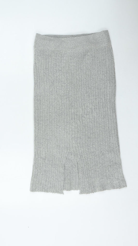 Brave Soul Womens Grey Acrylic A-Line Skirt Size M