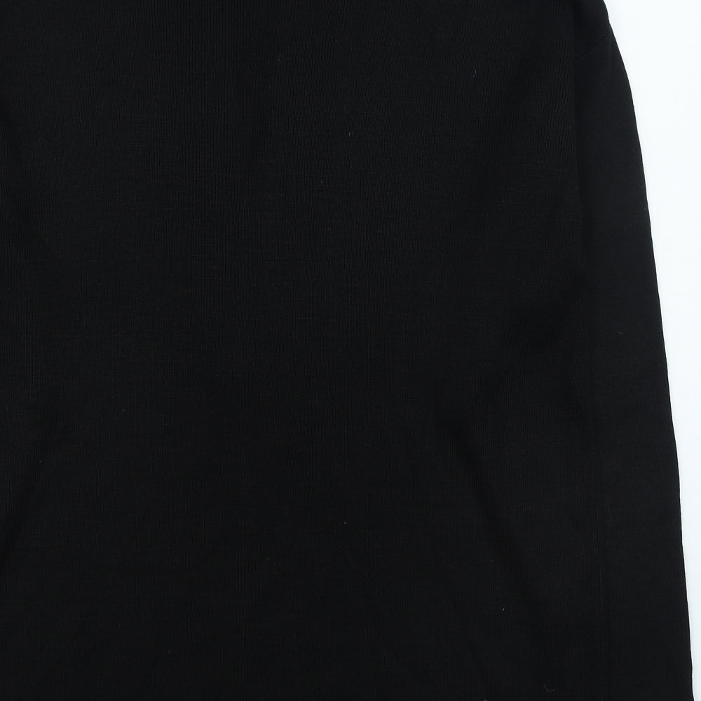 Today's Woman Womens Black V-Neck Acrylic Pullover Jumper Size L