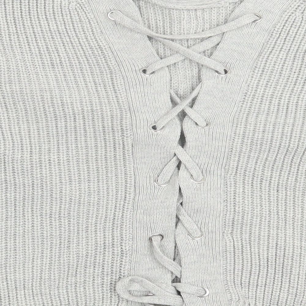 Primark Womens Grey Round Neck Acrylic Pullover Jumper Size XL