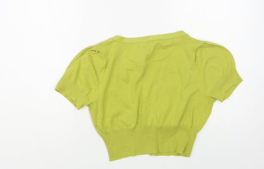 George Womens Green V-Neck Cotton Shrug Jumper Size 10