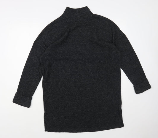 F&F Womens Grey High Neck Polyester Tunic Jumper Size 14