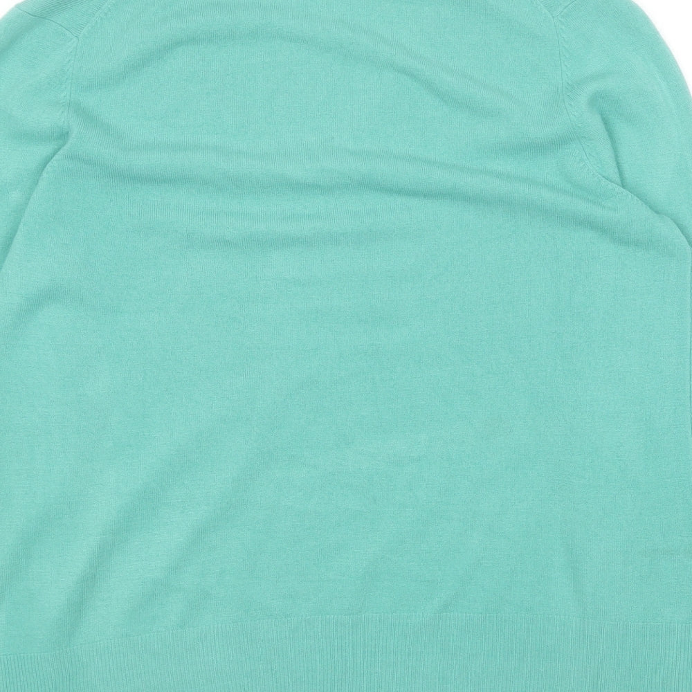 Marks and Spencer Mens Green V-Neck Acrylic Pullover Jumper Size M