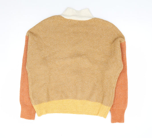 Primark Womens Multicoloured High Neck Acrylic Pullover Jumper Size 12