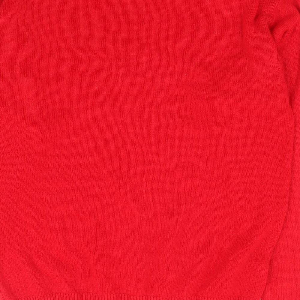 Top Secret Womens Red Round Neck Floral Acrylic Pullover Jumper Size M