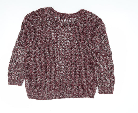 George Womens Red Round Neck Cotton Pullover Jumper Size 12