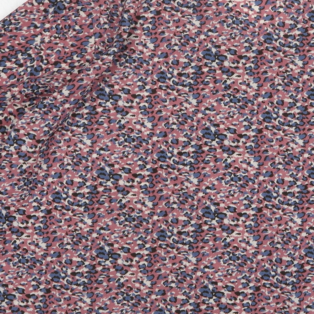 Shein Womens Pink Animal Print Polyester Basic Blouse Size 16 Round Neck