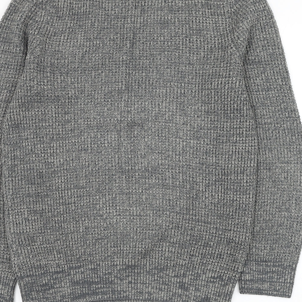 New Look Mens Grey Round Neck Acrylic Pullover Jumper Size S