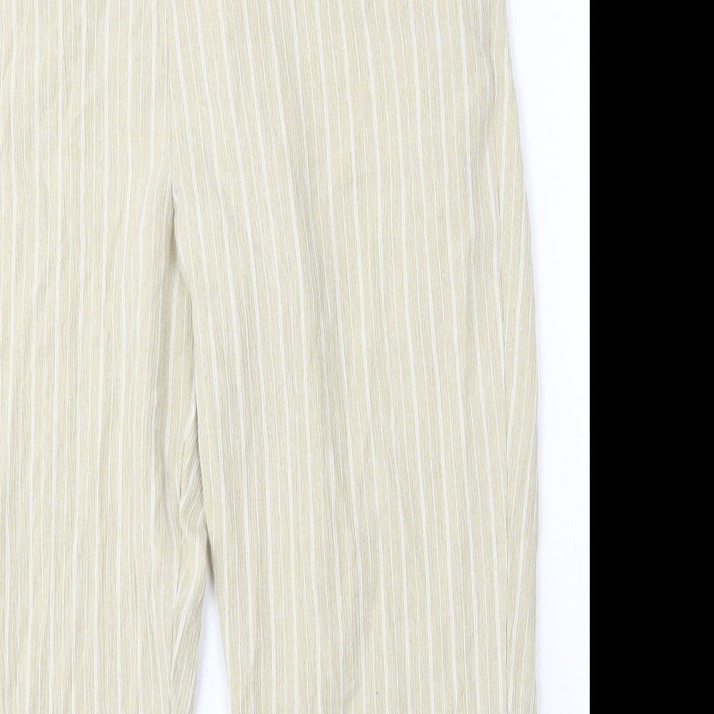 Pinns Womens Beige Striped Polyester Trousers Size 32 L20 in Regular