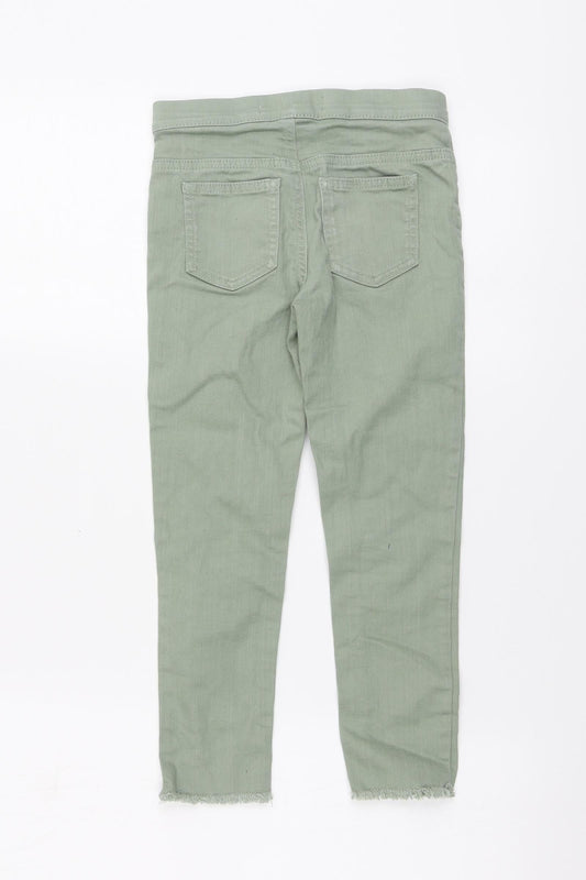 Denim & Co. Girls Green Cotton Jegging Jeans Size 6-7 Years Regular Pullover - Distressed