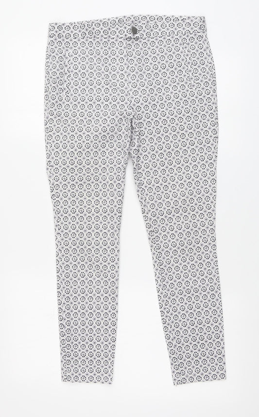 Womens UK Size 10 Dorothy Perkins Regular Fit Chino White Trousers