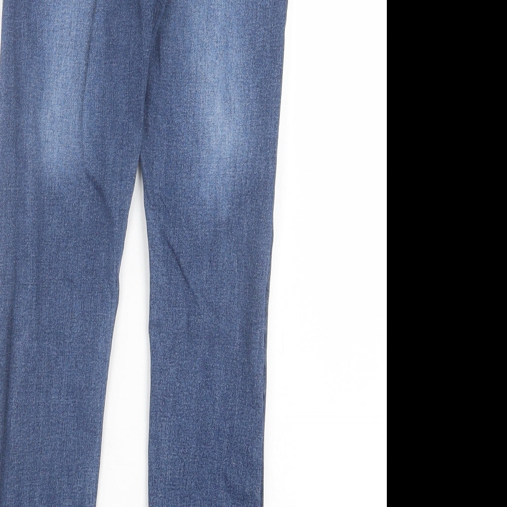 Ze Enzo Mens Blue Cotton Straight Jeans Size 26 L25 in Regular Button