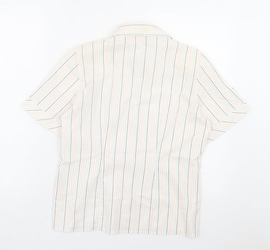 Daxon Womens Multicoloured Striped Cotton Basic Button-Up Size 12 Collared