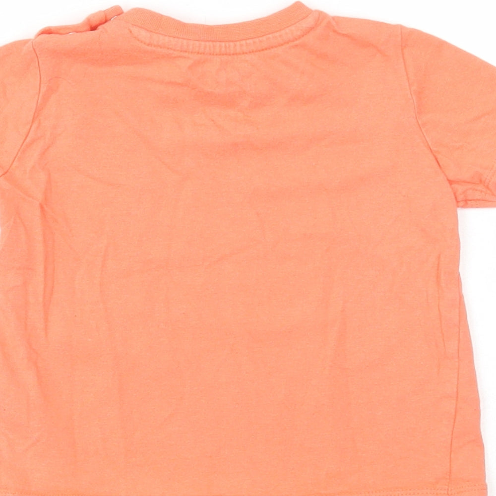 F&F Baby Orange Cotton Basic T-Shirt Size 9-12 Months Round Neck Snap - All day long