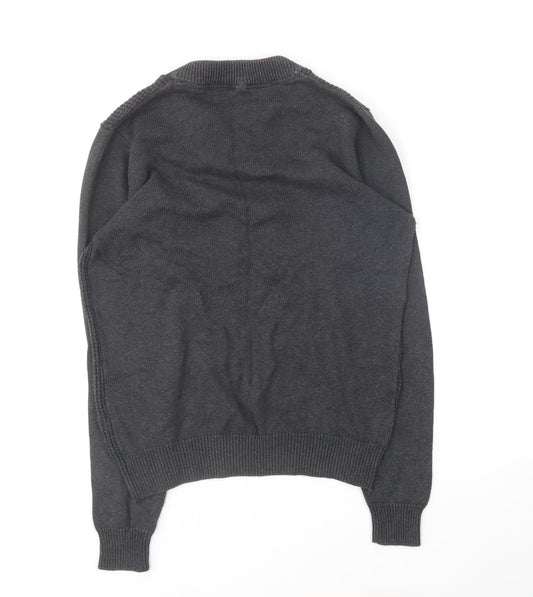 Cedar Wood State Mens Grey Round Neck Cotton Pullover Jumper Size S