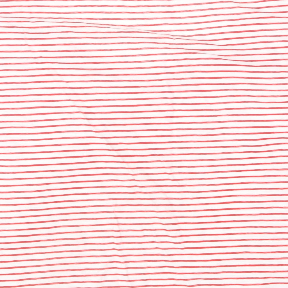SheIn Womens Red Striped Cotton Basic T-Shirt Size L V-Neck