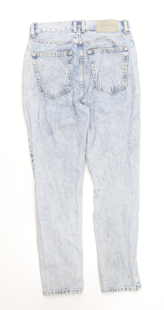 Pull&Bear Womens Blue Cotton Straight Jeans Size 28 in L27 in Regular Button