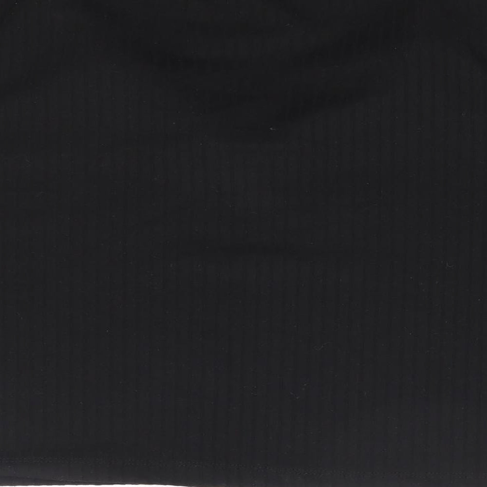 Dunnes Womens Black Polyester Cropped Polo Size 2XL Collared - Ribbed
