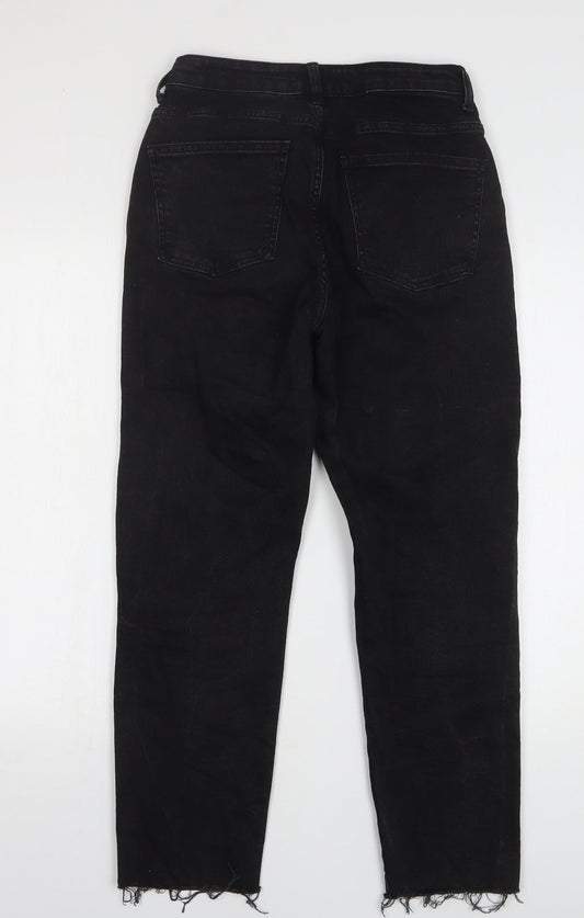 Denim & Co. Womens Black Cotton Straight Jeans Size 8 L28 in Regular Zip