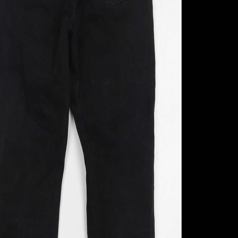 Denim & Co. Womens Black Cotton Straight Jeans Size 8 L28 in Regular Zip