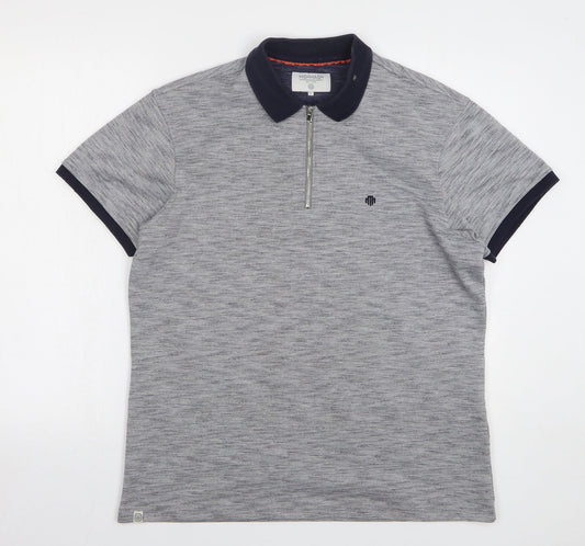 MishMash Womens Grey Cotton Basic Polo Size L Collared