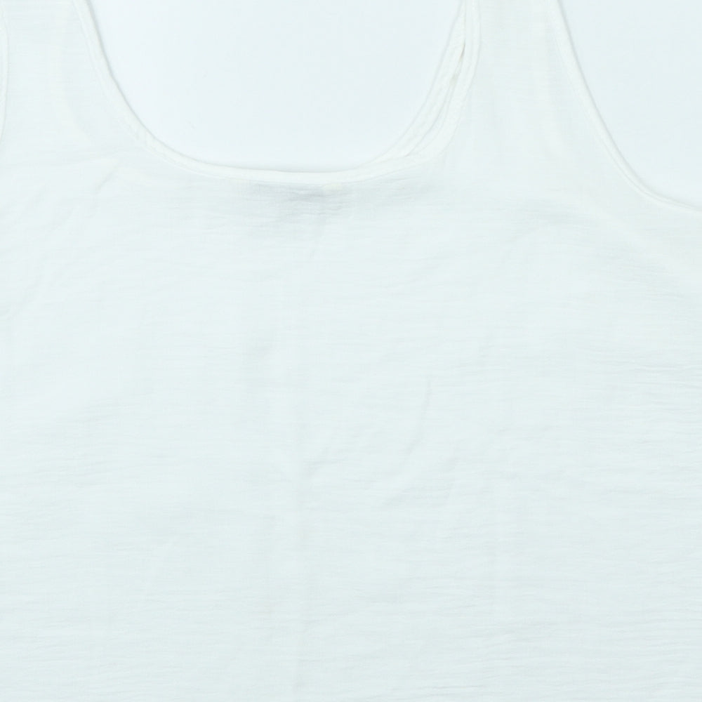 George Womens White Polyester Cropped Tank Size M Scoop Neck