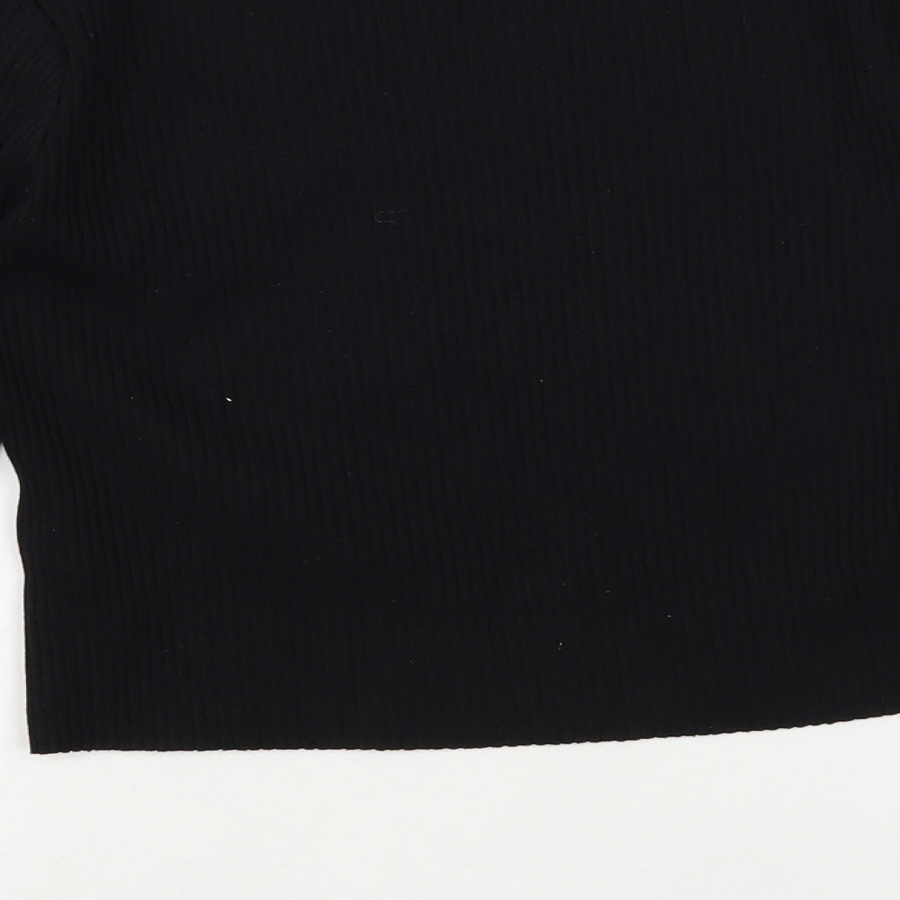 Womens UK Size L H&M Black Cropped T-Shirt
