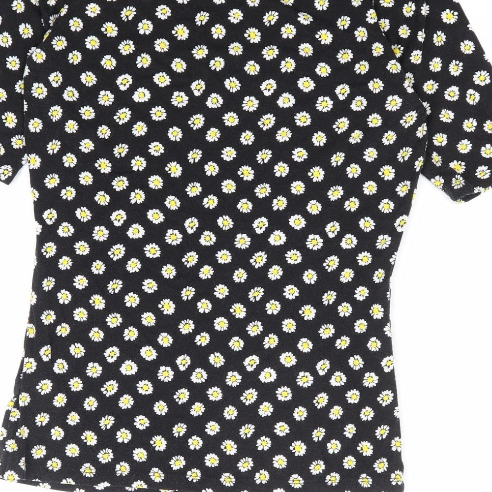 Womens UK Size 6 Warehouse Black Jersey T-Shirt