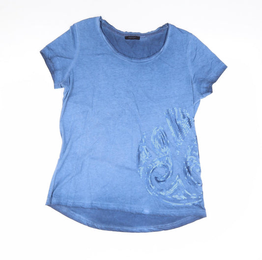Womens UK Size S ESMARA Blue Jersey T-Shirt