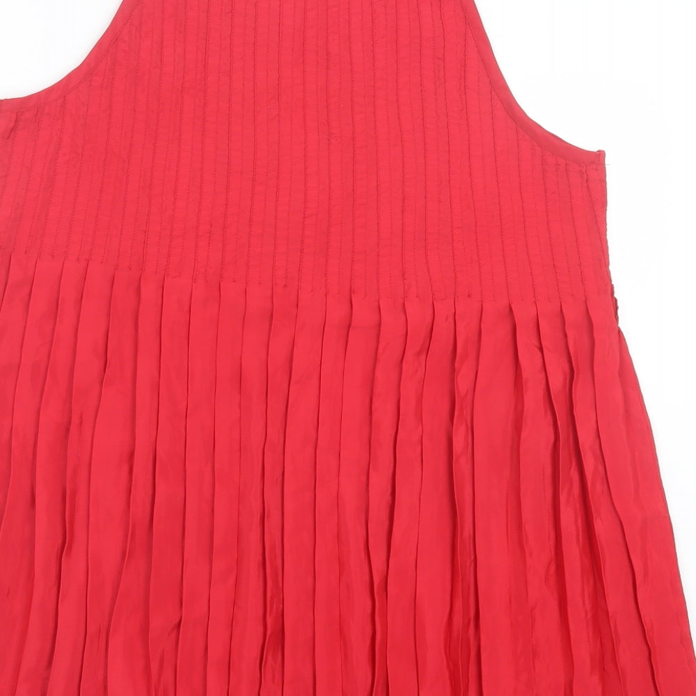 Only Womens Red Polyester A-Line Size L Round Neck Pullover - Keyhole Neck