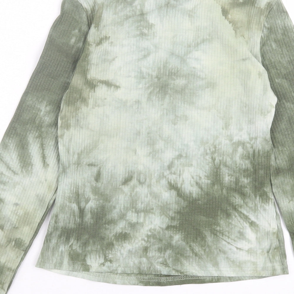 SheIn Girls Green Camouflage Cotton Basic Casual Size 14 Years High Neck Zip