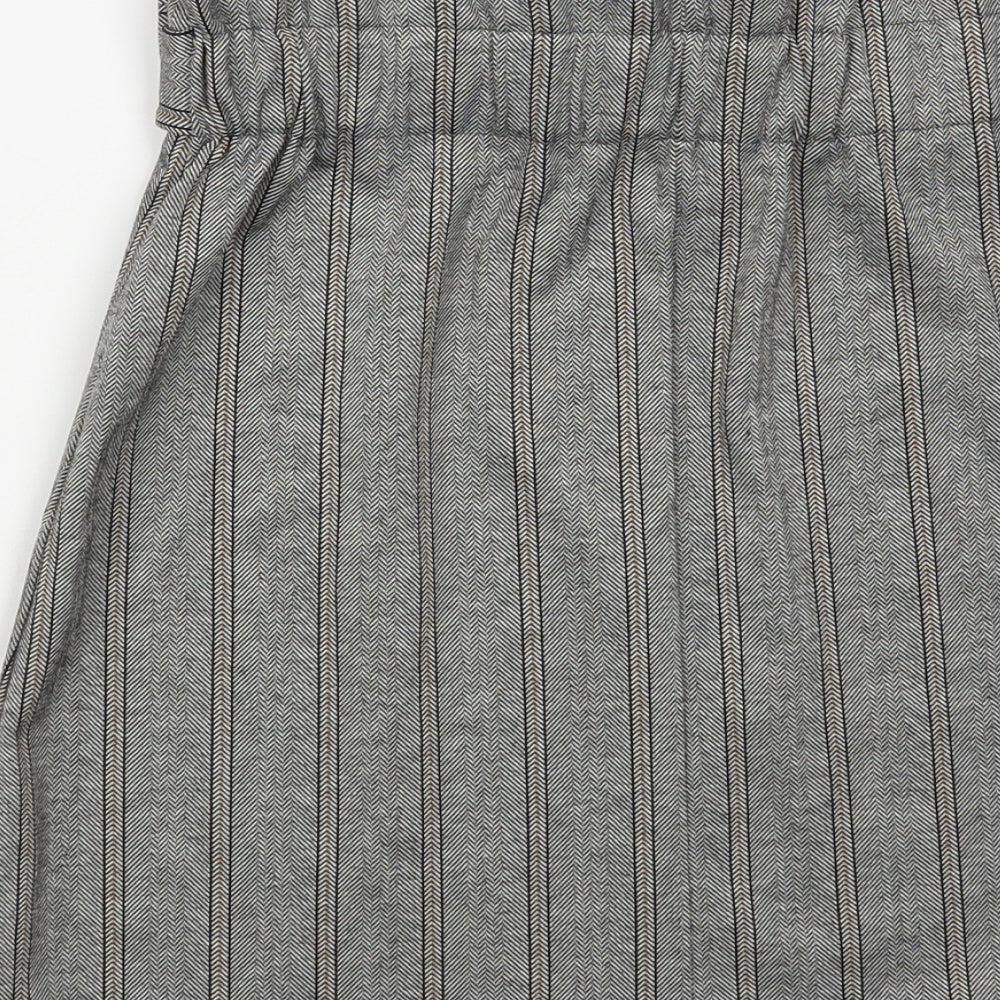Mango Womens Grey Herringbone Polyester A-Line Skirt Size S Buckle