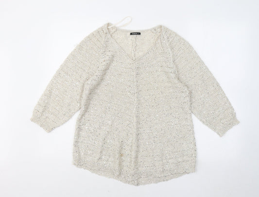 Womens UK Size 12 Roman Beige Pullover Jumper