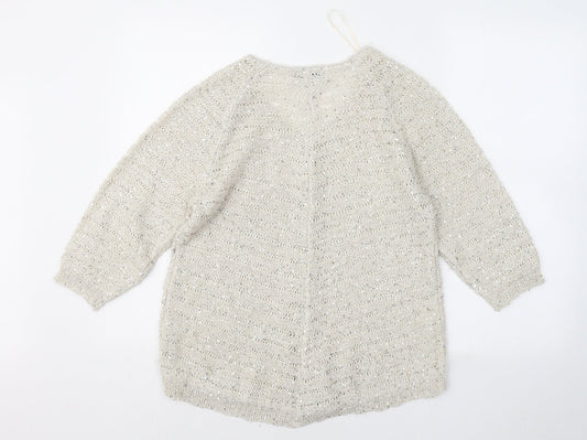 Womens UK Size 12 Roman Beige Pullover Jumper