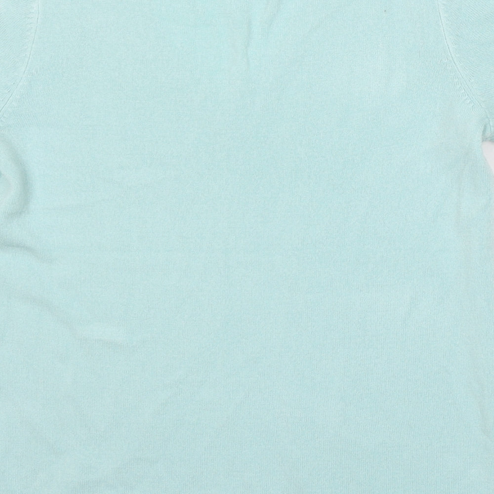 TU Womens Blue V-Neck Acrylic Pullover Jumper Size 8