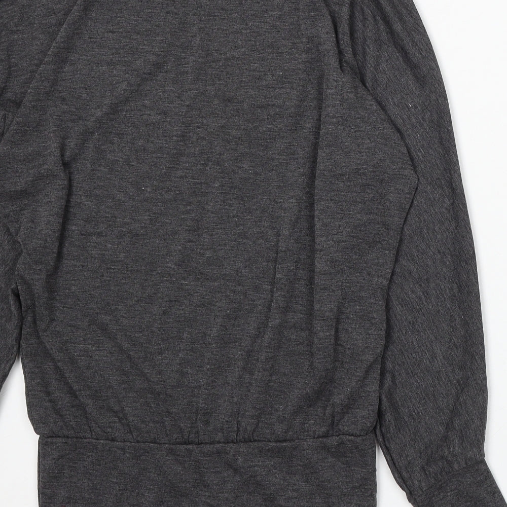 Nice Collection Womens Grey Round Neck Polyester Pullover Jumper Size M