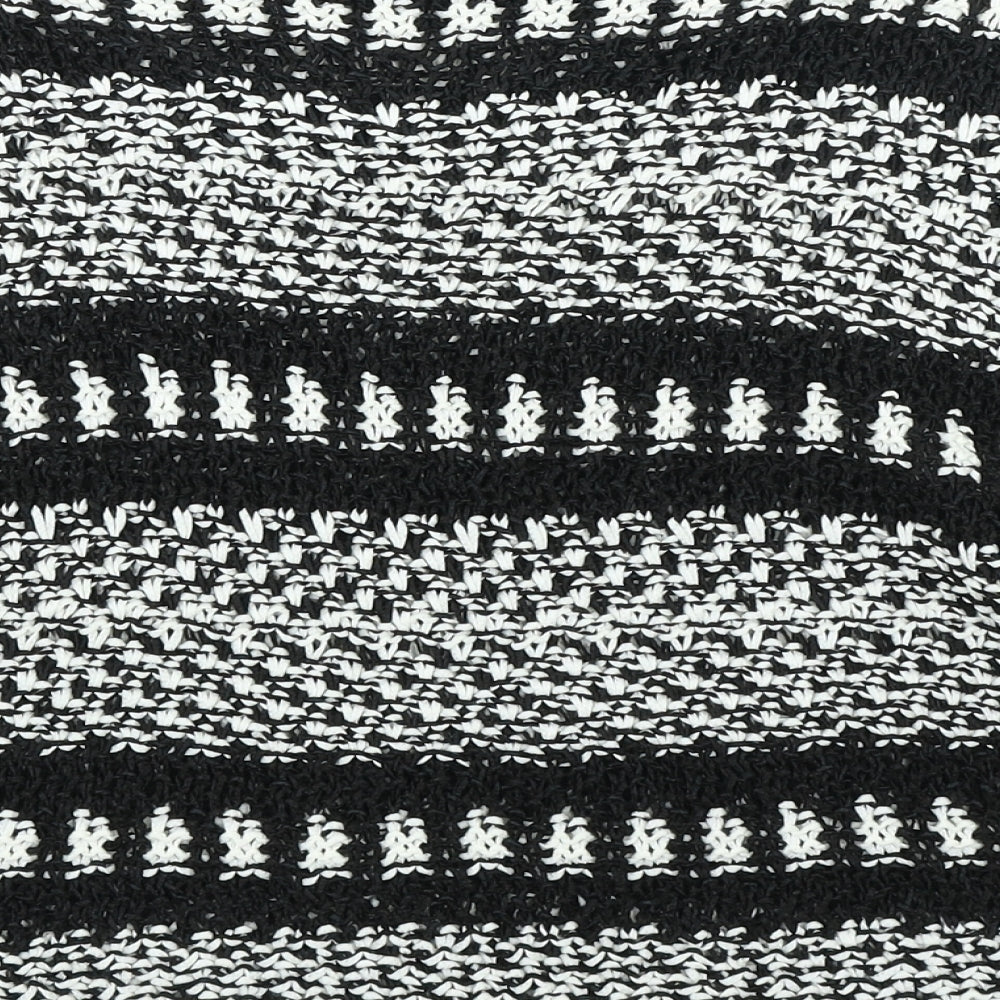 F&F Womens Black Scoop Neck Striped Cotton Pullover Jumper Size M