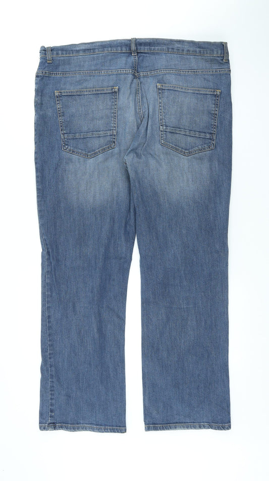 Denim & Co. Mens Blue Cotton Straight Jeans Size 38 in L27 in Regular Button